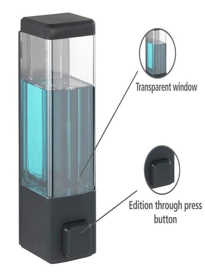 BATH GURU ABS Plastic Liquid Bathroom Soap Dispenser Transparent Shampoo Sanitizer Lotion Gel Dispenser for Bathroom Kitchen 350 Ml Pack of 1 Clear Black - Image 2